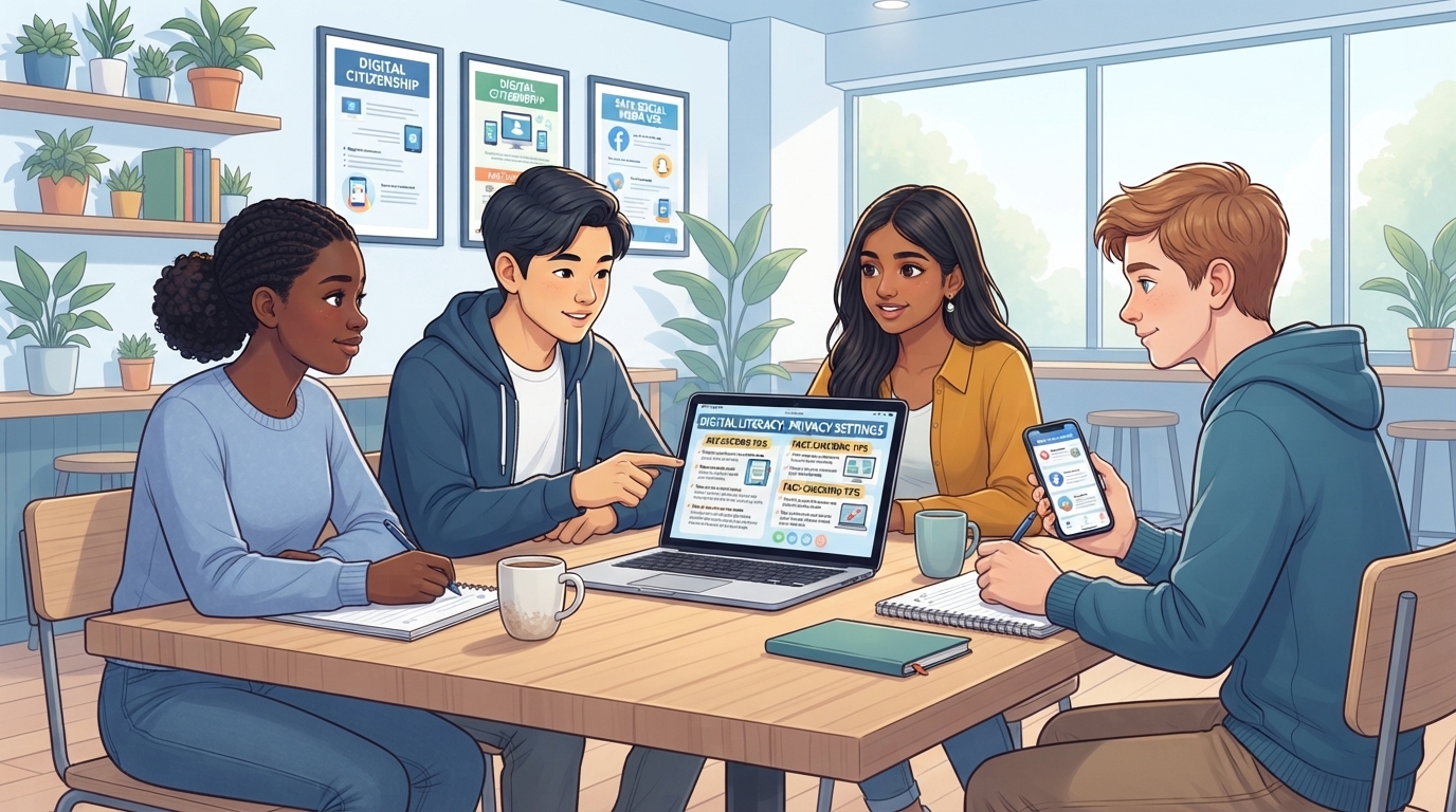 Ilustrasi Remaja Desa belajar skill digital